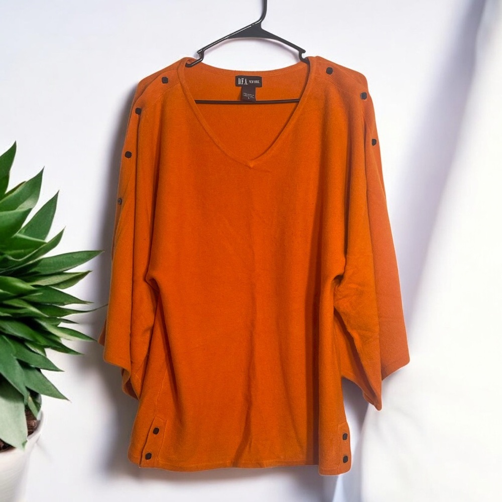 DFA Women Orange V-Neck Sweater